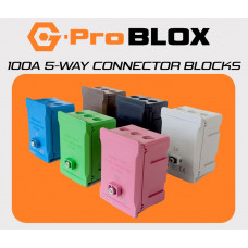 G-Pro Blox 5-Way 100A lockable single pole terminal block 5-pack - available in 5 colours